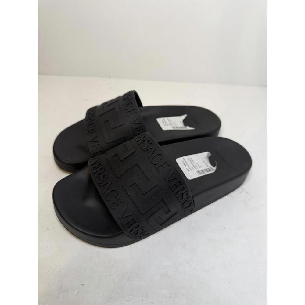 Versace Black Greca Logo Slide Sandals Women’s EU 35 New No Box - Picture 2 of 5